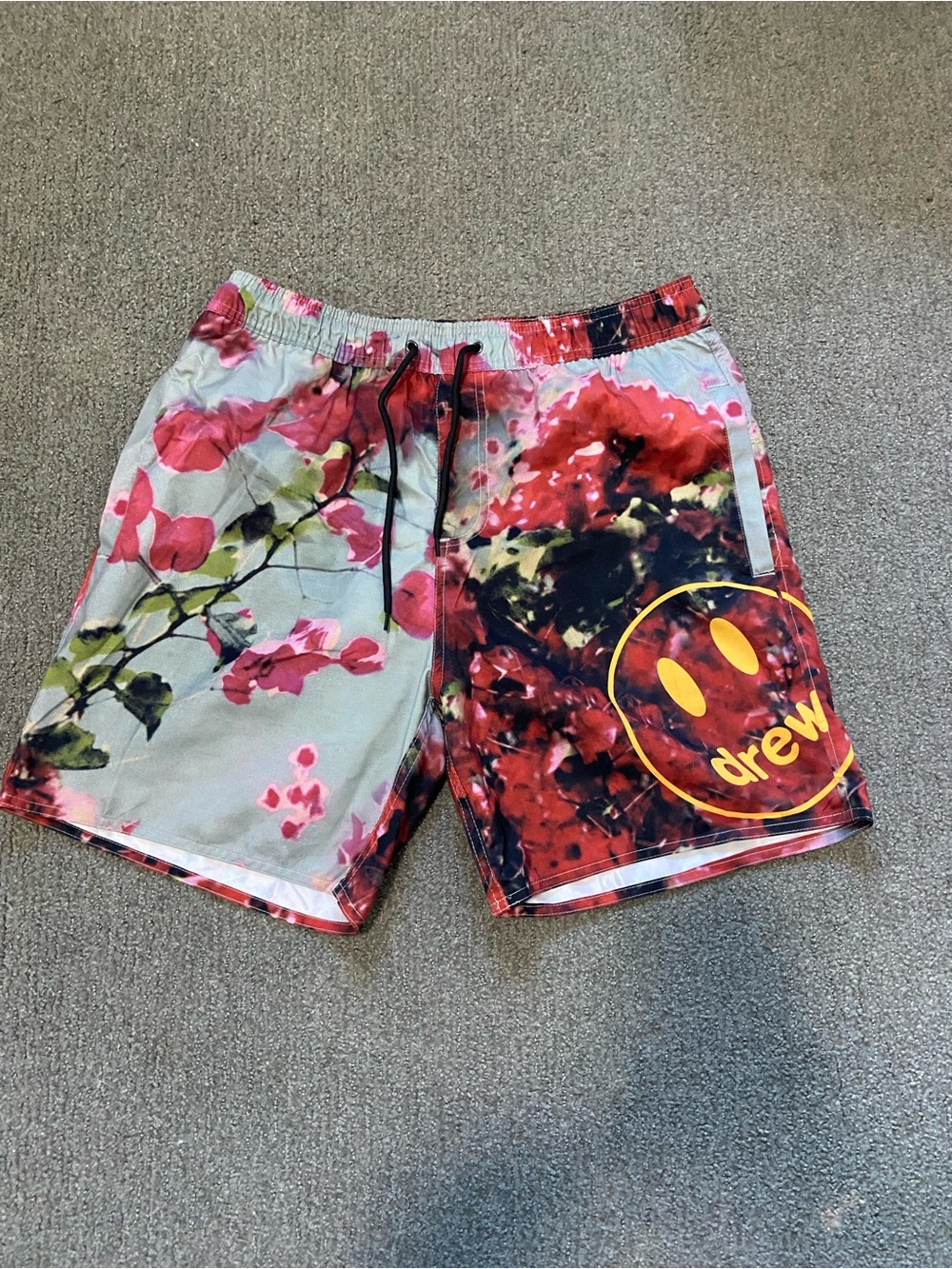 Drew House Pink Floral Swim Shorts with Yellow Logo